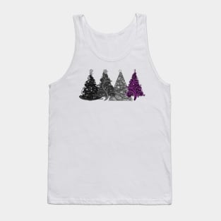 Row of Four Asexual Pride Flag Christmas Trees Vector Tank Top